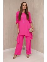 Sada halenky + kalhot s přívěskem růžový