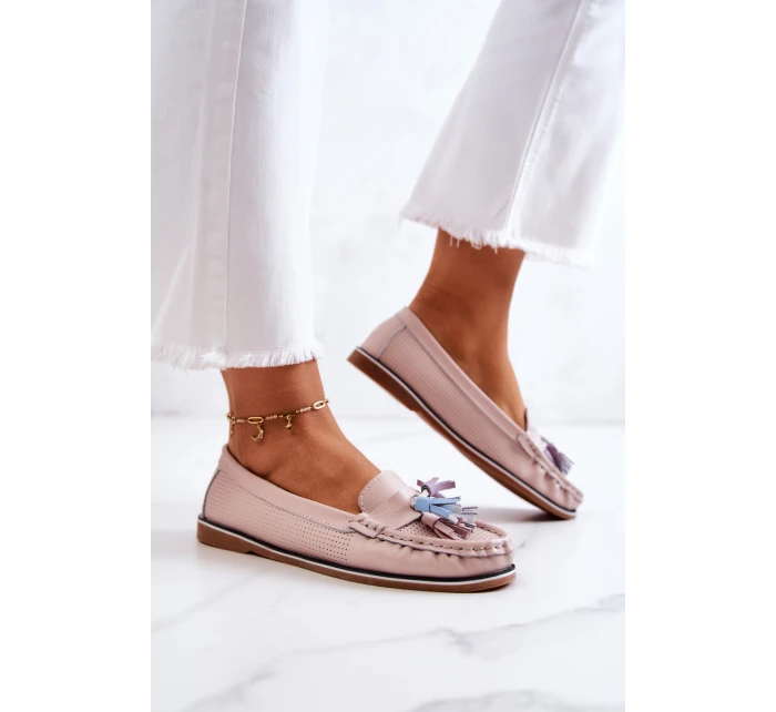 Dámské kožené mokasíny s třásněmi model 21581278 - EVENTO Dámské kožené mokasíny s třásněmi model 21581278 - EVENTO