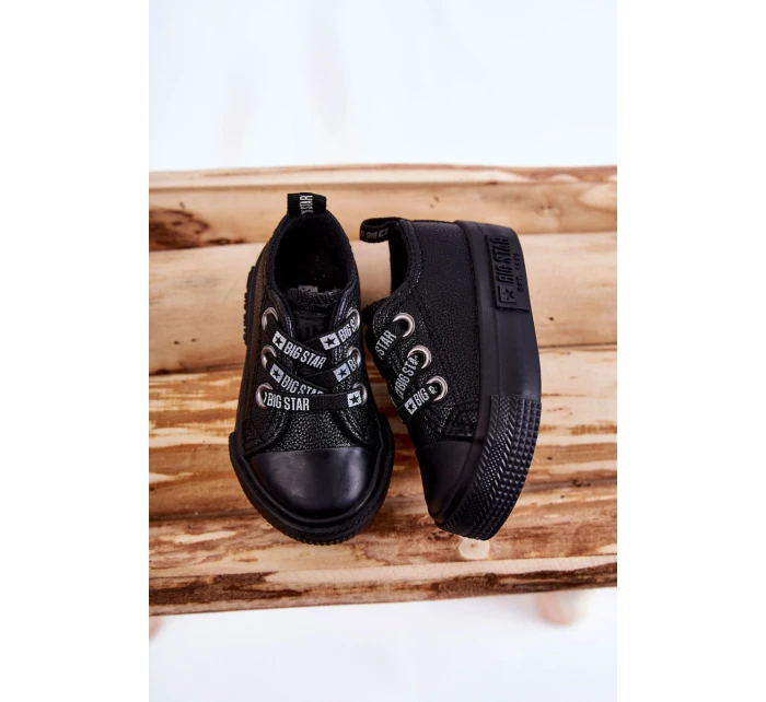 Dětské kožené tenisky BIG STAR model 21594828 Černá - Big Star Shoes Dětské kožené tenisky BIG STAR model 21594828 Černá - Big Star Shoes