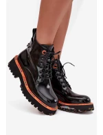 Dámské kotníkové boty z lakované přírodní kůže s izolací Artiker 57C0061 Černé