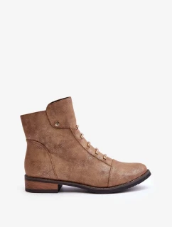 Zateplené Dámské Kotníkové Boty Na Plochém Podpatku Zlaté Labise