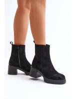 Eko Semišové Dámské Kotníkové Boty Na Podpatku Zateplené Černé Meriluna Eko Semišové Dámské Kotníkové Boty Na Podpatku Zateplené Černé Meriluna