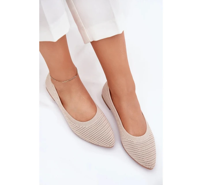 Dámské síťované textilní baleríny model 21836916 – béžové - Kesi