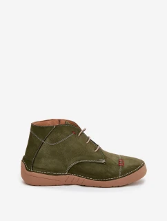 Dámské kožené polobotky s prošitím na zip Artiker – zelené