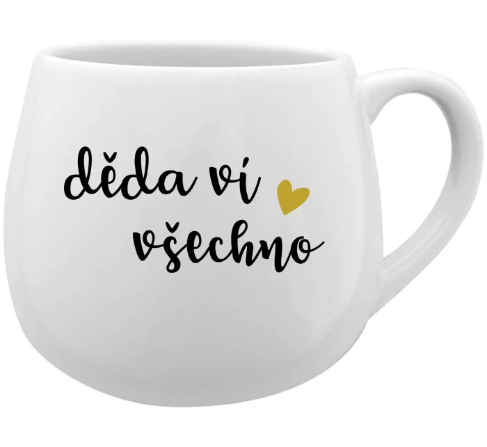 DĚDA VÍ VŠECHNO - bílý keramický hrníček 300 ml