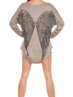 Trendy KouCla sweater + angel wings & rhinestones