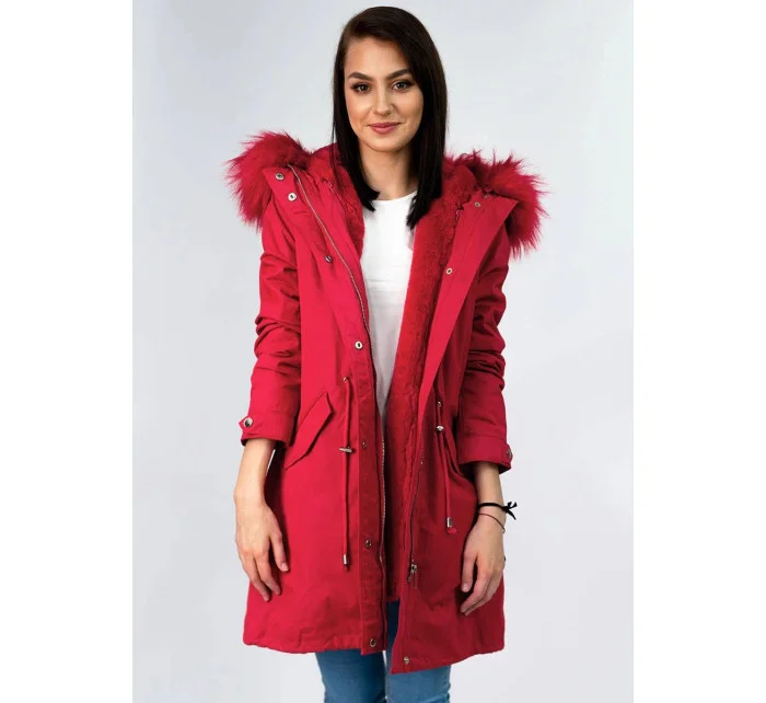 DAMSKA PARKA ZIMOWA Z I KAPTUREM CZERWONA model 21242000 - Libland