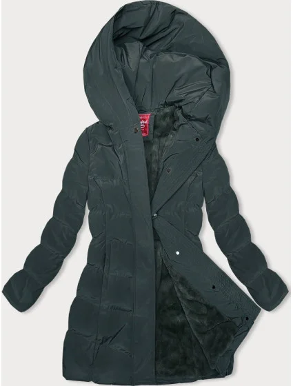 Tmavě zelená zimní bunda s kapucí model 21246079 - LHD Tmavě zelená zimní bunda s kapucí model 21246079 - LHD