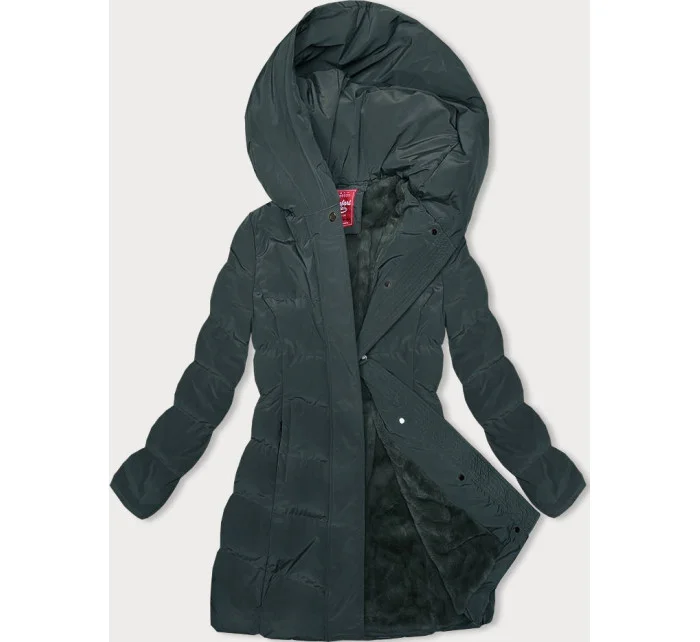 Tmavě zelená zimní bunda s kapucí model 21246079 - LHD Tmavě zelená zimní bunda s kapucí model 21246079 - LHD