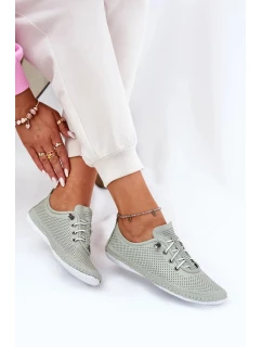 Dámské polobotky z přírodní kůže Artiker – světle zelené