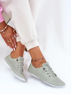 Dámské polobotky z přírodní kůže Artiker – světle zelené