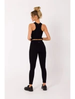 Žebrované pletené legíny model 18503382 černé - Moe Žebrované pletené legíny model 18503382 černé - Moe