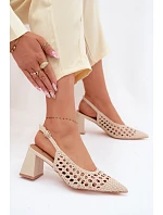 Dámské kožené sandály D-002 Kedira krémové - Bellucci