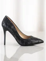 Jedinečné dámské  lodičky černé na jehlovém podpatku