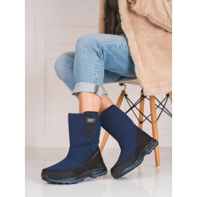 Trendy dámské modré  sněhule bez podpatku