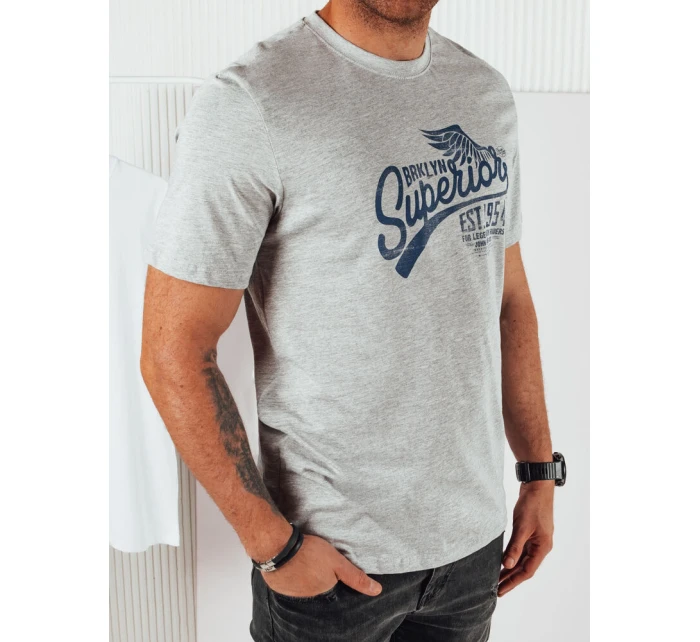 FashionStreet šedé pánské tričko s potiskem RX5365 FashionStreet šedé pánské tričko s potiskem RX5365