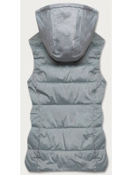 Šedo-limetková dámská vesta s látkovou kapucí (DW-21604)