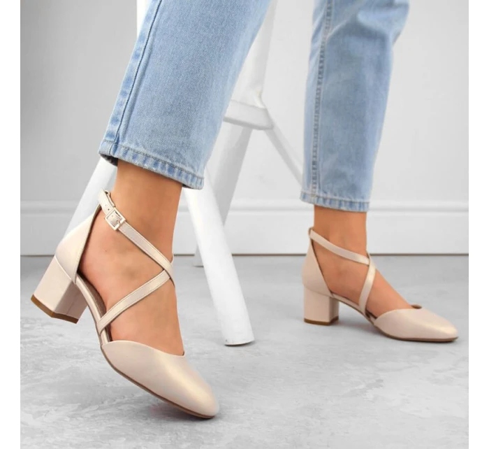 Sergio Leone W SK365B perleťové béžové sandály s pásky