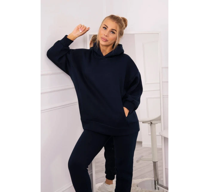 Zateplený set s mikinou s kapucí tmavě modrý Zateplený set s mikinou s kapucí tmavě modrý