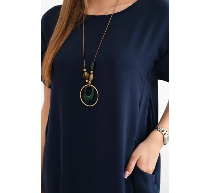 Šaty s kapsami a přívěskem námořnická modř Šaty s kapsami a přívěskem námořnická modř