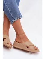 Zdobené dámské sandály na platformě z eko kůže Béžové model 21954702 - Boto