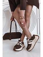 Semišové tenisky na masivní platformě D&A GR61-5986 Čokoládové