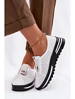 Dámské nazouvací polobotky z pravé kůže S.Barski LR61-7092 Bílá