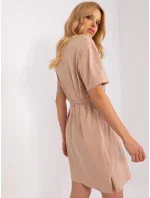 Sukienka LK SK model 21110921 ciemny bezowy - FPrice Sukienka LK SK model 21110921 ciemny bezowy - FPrice