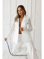 M865 Blejzr s krajkovými panely a jedním knoflíkem - ecru