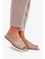 Dámské kožené perforované baleríny s otevřenou špičkou S.Barski – zlaté