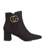 Originální dámské černé kotníčkové boty na širokém podpatku Originální dámské černé kotníčkové boty na širokém podpatku