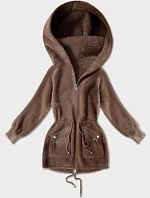 Bunda z alpaky s kapsami hnědá (W010#)