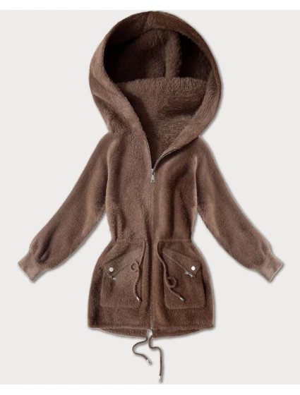 Hnědý přehoz přes oblečení typu alpaka s kapsami model 21482457 - MHM