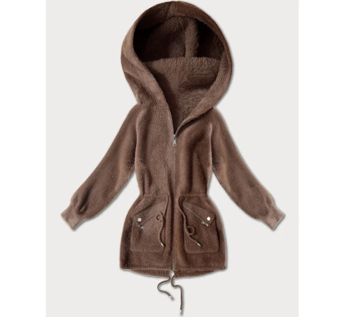 Hnědý přehoz přes oblečení typu alpaka s kapsami model 21482457 - MHM