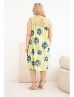 Dámské šaty Plus Size z viskózy s květinovým vzorem a s krajkovým výstřihem světle zelená