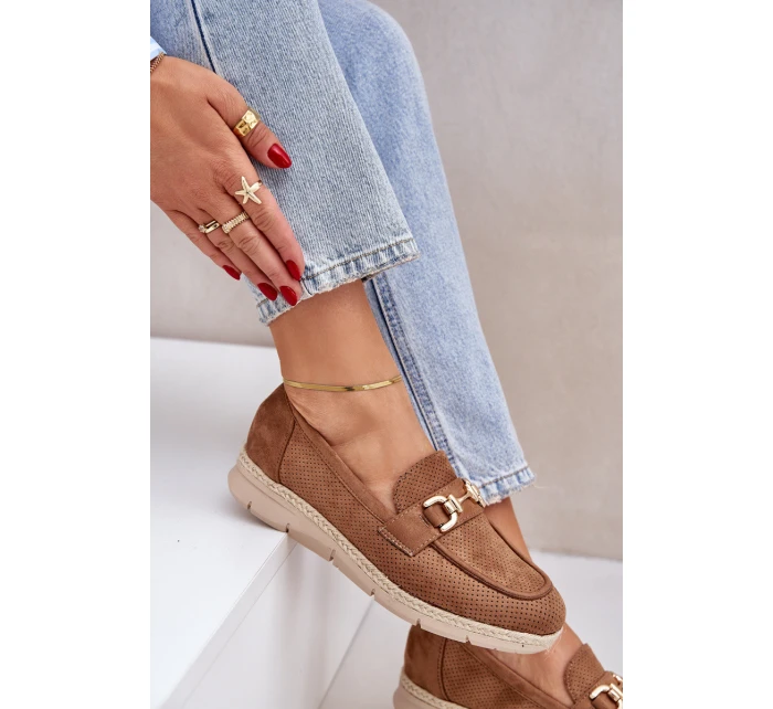 mokasíny se zlatým detailem a  hnědé model 21683739 - Boto