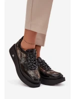 Kožené šněrovací dámské polobotky na platformě model 21710384 - Artiker