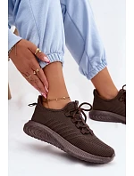 Lehké sportovní slip-on boty dámské textilní Big Star UU274055 Čokoládové