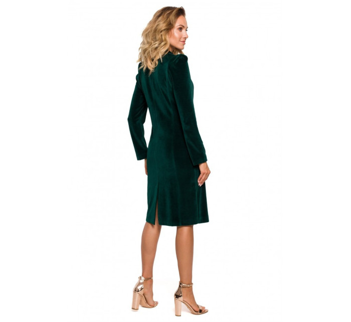 Sametové šaty s límečkem zelené model 18003854 - Moe