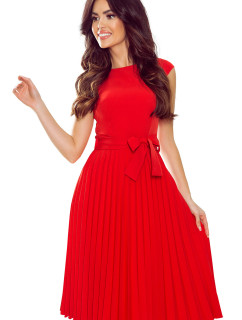 Plisované šaty s vázáním Numoco LILA - červené