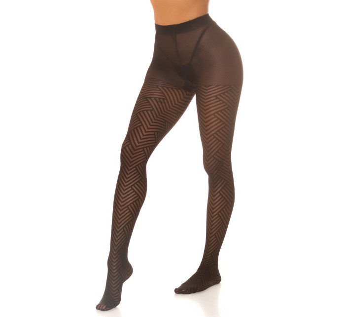 Dámské sexy punčochové kalhoty s geometrickým vzorem SH7211 černé - Koucla