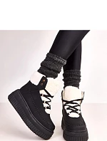 Dámské zimní boty s kožíškem ZH15 Černá s bílou - Next Step