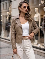 Dámská kožená bunda ve stylu Ramones v béžové barvě FashionStreet TY5712 Dámská kožená bunda ve stylu Ramones v béžové barvě FashionStreet TY5712