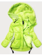 Krátká dámská zimní bunda v neonově žluté barvě s kapucí model 21242657 - Ann Gissy