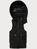 Černá dámská péřová bunda bez rukávů s kapucí Goodlookin (B8600-1)