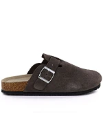 Dámské kožené žabky vestavěné hnědé Vinceza 101332