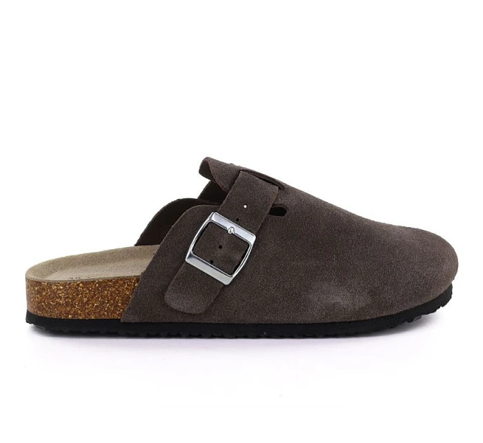 Dámské kožené žabky vestavěné hnědé Vinceza 101332