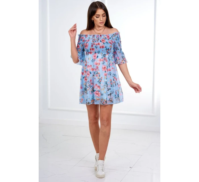 Španělské šaty s květinovým motivem modré Španělské šaty s květinovým motivem modré