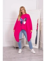 Oversize halenka s potiskem fuchsiová Oversize halenka s potiskem fuchsiová