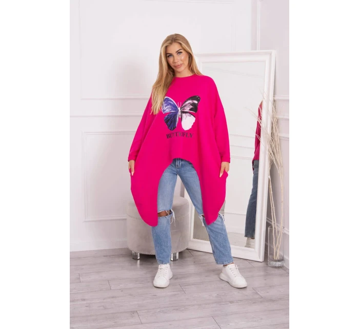 Oversize halenka s potiskem fuchsiová Oversize halenka s potiskem fuchsiová
